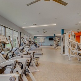 a gym with exercise equipment