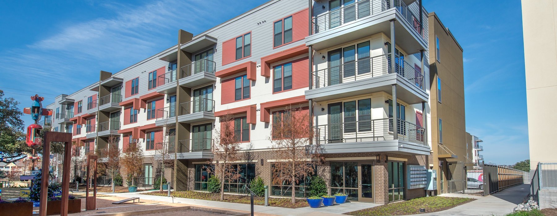 a row of multi-story buildings